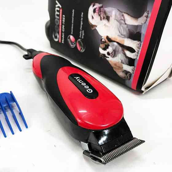 Машинка Gemei GM-1023 для стрижки животных с 4 насадками для любого типа шерсти + ножницы и расческа-гребешок CR-54 Львов