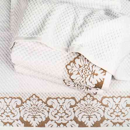 Полотенце махровое среднее 50x90см Damask Премиум качества Жаккардовое с велюром 550г/м2 (Белый) Сумы