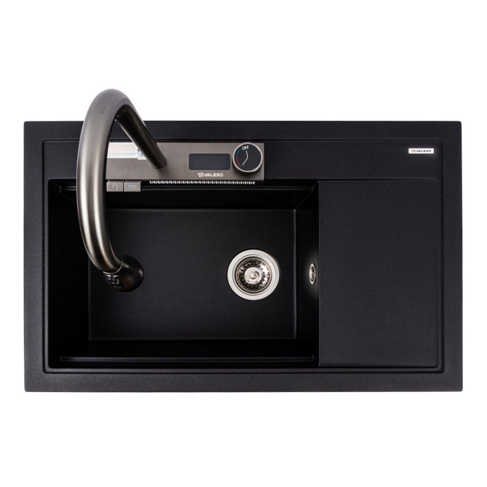 VALESO Гранітна мийка VALESO ATRUM 7950 матова Чорний металік Коломия - фото 13