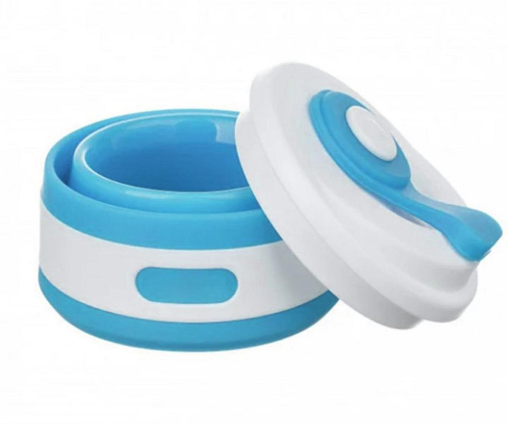 Стакан складной силиконовый 350 мл с крышкой голубой Киев - изображение 4