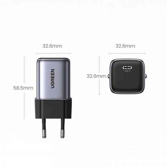 Зарядний пристрій 1xUSB 30W Gan Type-C PD Nexode Mini Сірий CD319 Ugreen (90666) Киев