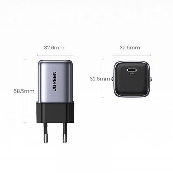 Зарядний пристрій 1xUSB 30W Gan Type-C PD Nexode Mini Сірий CD319 Ugreen (90666) Київ - фото 4