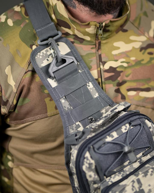 Тактическая нагрудная сумка черная через плечо  пиксель нато  ПП8250 Одесса - изображение 4