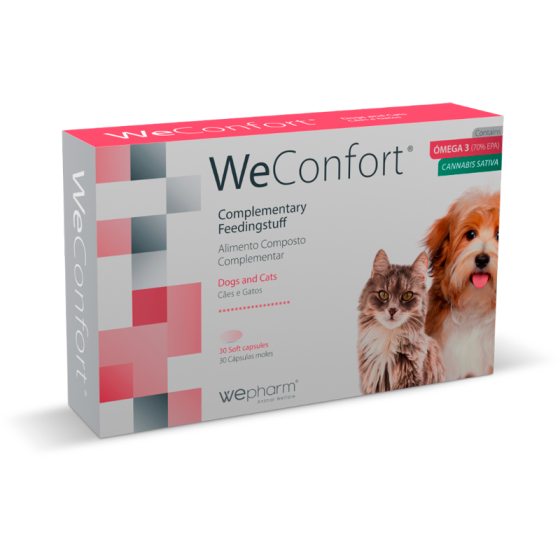 Кормова добавка Wepharm WeConfort ВіФарм ВіКонфорт для полегшення хронічного болю у кішок і собак, 30 капсул Вінниця
