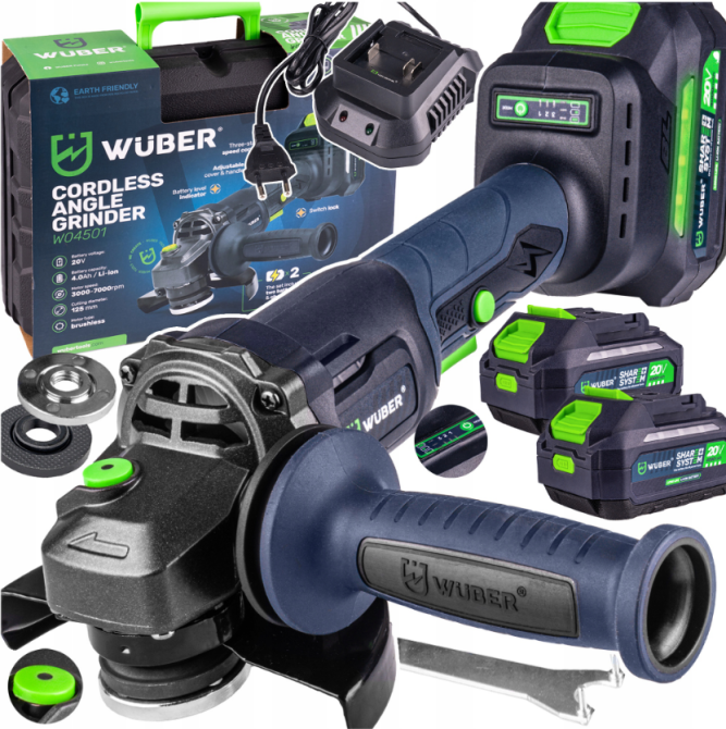 Болгарка (вуглецева шліфмашина) Wuber + 2 акумулятори + зарядний пристрій DIAX (Польща) Київ - фото 1