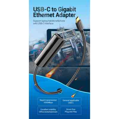 Переходник USB3.1 Type-C to Ethernet RJ45 1000 Mb Gigabit Vention (CFBBB) Винница