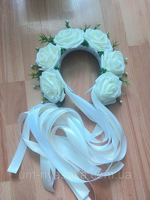 Айвори веночек Ободок обруч с цветами сценический айвори с лентами Кривой Рог - изображение 6