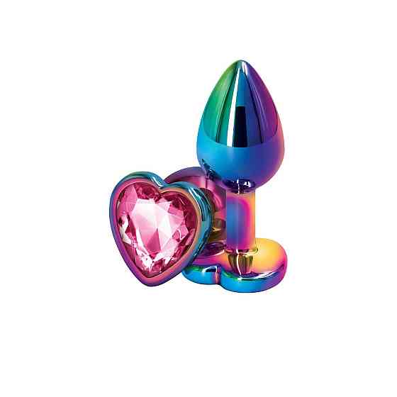 Анальна пробка NS Novelties Rear Assets — Multicolor Heart — Small — Pink Sex Aura Київ