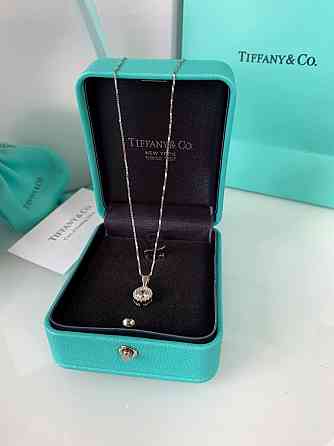 Tiffany подвеска цепочка, серебро 925, крупный цирконий и россыпь мелких / упакована в мешочек Тиффа Одесса