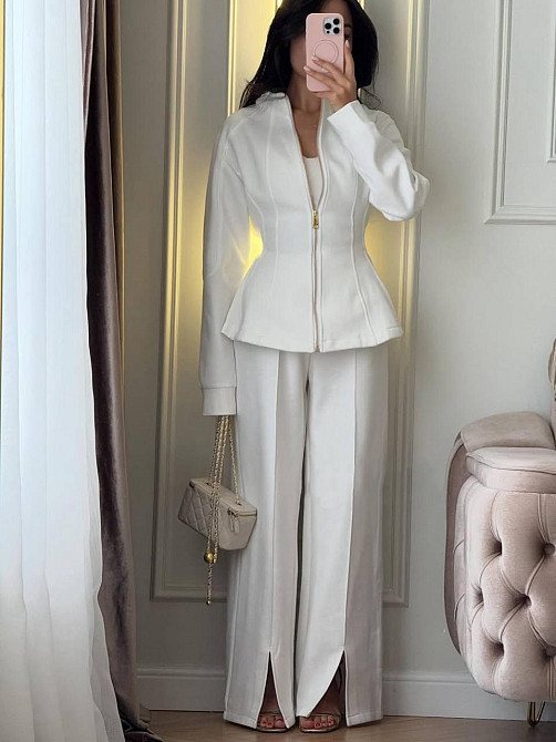 Жіночий стильний повсякденний костюм — двійка турскапля Молочний, 42/44 Одеса - фото 1