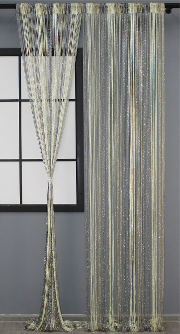 Штори-нитки "Кісея" з люрексом Сірий з молочно-бежевим 300х300см 1 шт (61-034) Київ - фото 2