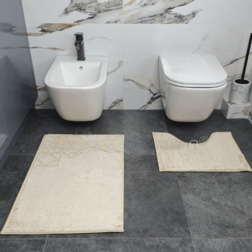 Набір килимків для ванної кімнати 2шт 50*80см+40*50см U-виріз Ромб Smile бежевий поліпропілен Дариана Житомир - фото 5