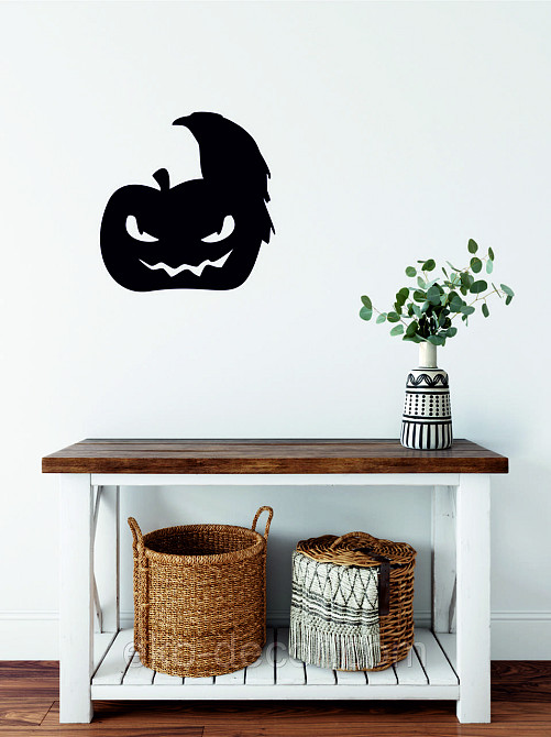 Декоративне настінне Панно «Хеллоуїн — гарбуз і ворон», Декор на стіну 50*49 см Київ - фото 2