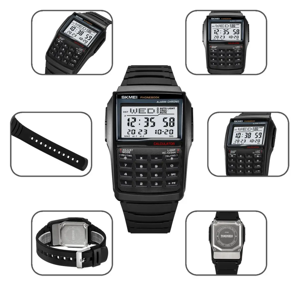 Мужские наручные часы с калькулятором Skmei 2255 (Черный) Винница - изображение 9