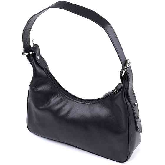 Жіноча сумка багет з регульованим ременем з гладкої натуральної шкіри Shvigel 22834 Чорна Київ