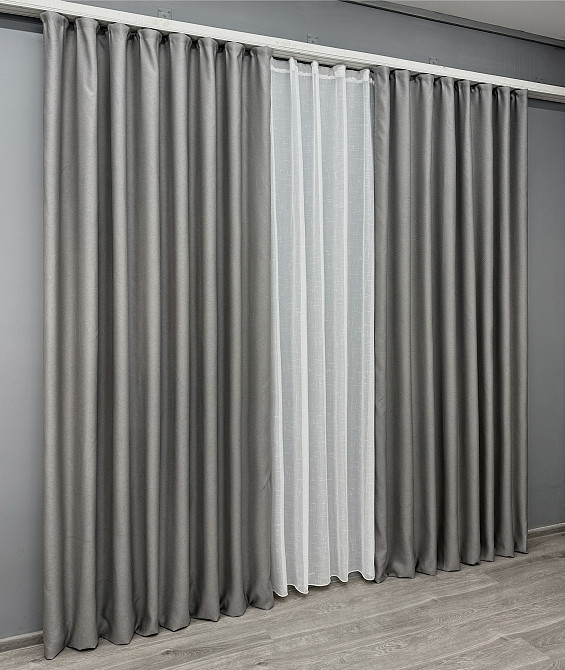 Комплект готових штор VR-Textil Рогожка TERRA LUXE № 1862ш Сірий 150х290 см 2 шт (33-0867) Київ - фото 4