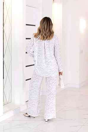 Жіночий легкий прогулянковий костюм: сорочка та штани американський креп Білий, 46/48 Одеса