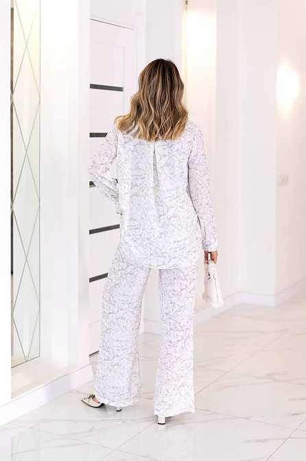 Жіночий легкий прогулянковий костюм: сорочка та штани американський креп Білий, 46/48 Одеса - фото 4