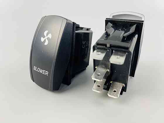 Клавіша вимикач ON-OFF, 4 ніжок, синя підсвітка, малюнок "додатковий вентилятор". Мукачево