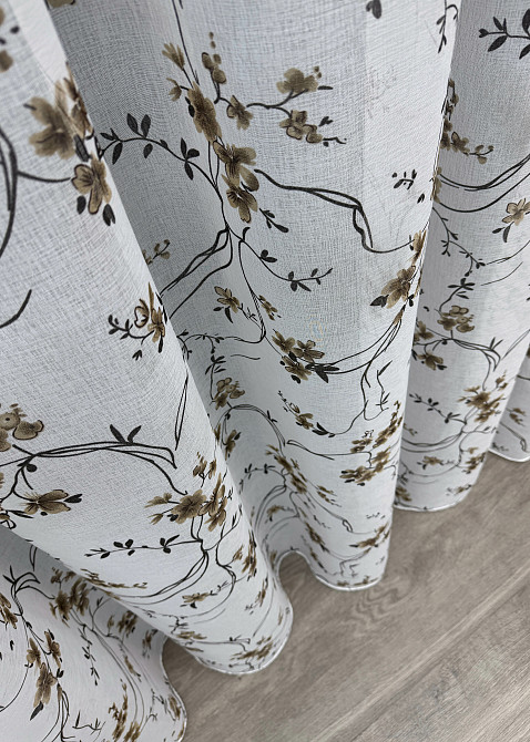 Тюль VR-Textil 1326т Flora Батист Білий з коричнево-чорним принтом 400х270 см (42-0978) Київ - фото 8