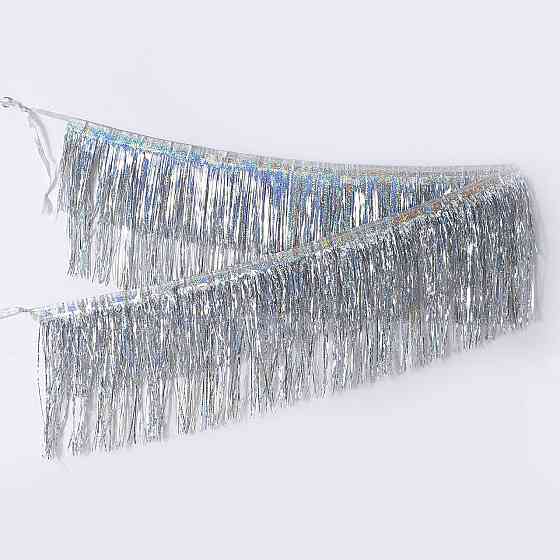 Дождик гирлянда для праздника с голограммой 200 на 25 см серебристый Киев