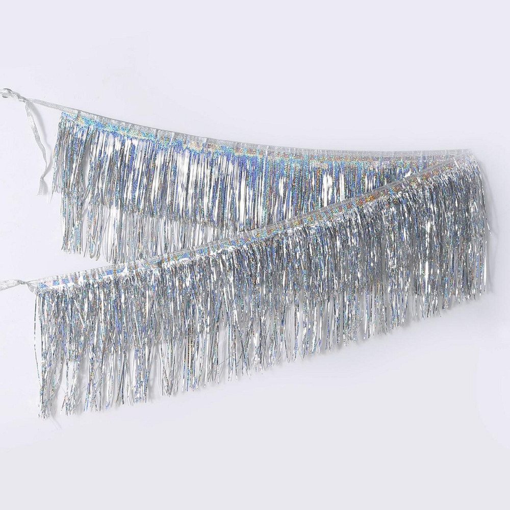 Дождик гирлянда для праздника с голограммой 200 на 25 см серебристый Киев - изображение 1