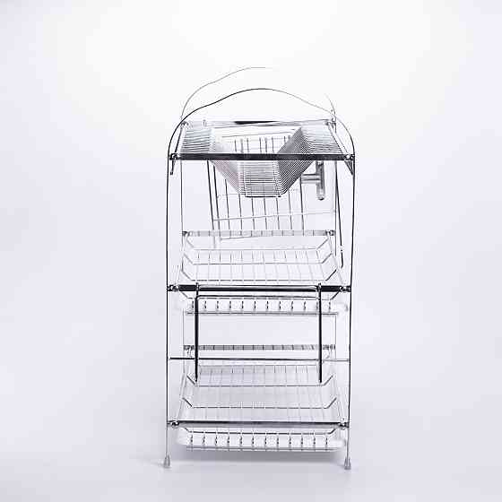 Yiwu Сушарка кухонна з хромованої сталі трирівнева з піддонами і тримачами HP-46-12 Коломыя