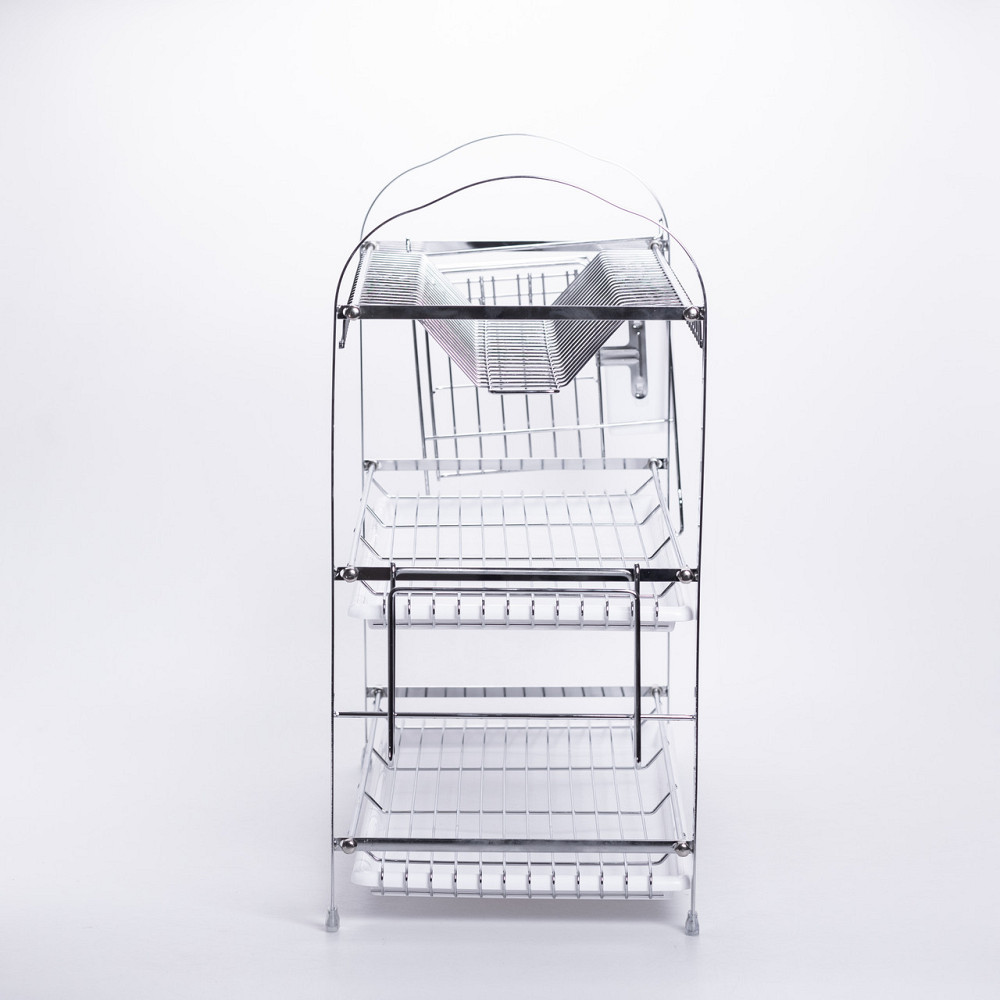 Yiwu Сушарка кухонна з хромованої сталі трирівнева з піддонами і тримачами HP-46-12 Коломыя - изображение 3