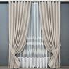 Комплект штор VR-Textil рогожка преміум TERRA LUXE 200х270 2шт і Тюль 600х270 1859ш-1706т Попелястий з молочним 71-186/7