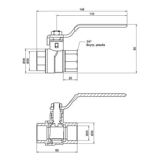 Кран кульовий Thermo Alliance Forte 3/4" ВР для води (ручка) SF600W20 Київ