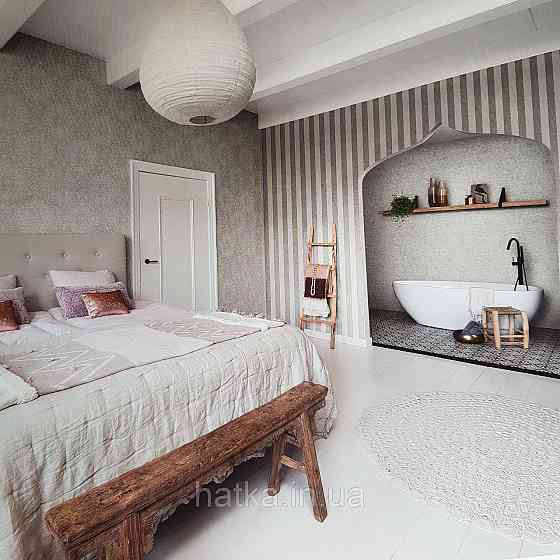 Шпалери флізелінові еко Rasch Kerala 0.53х10 м смуги широкі сірі і молочні ефект потертості Київ