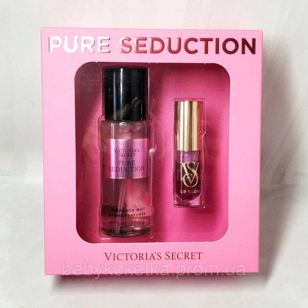 Подарунковий набір Victoria's Secret спрей для тіла Pure Seduction & блиск для губ Mulberry. Львів - фото 1