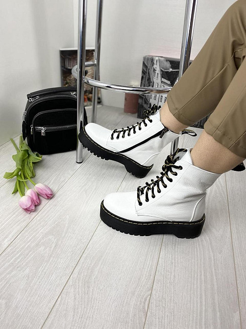 Черевики жіночі M.KRAFT білі натуральна шкіра висота 15 см розмір 37 (3128) Коломыя - изображение 2