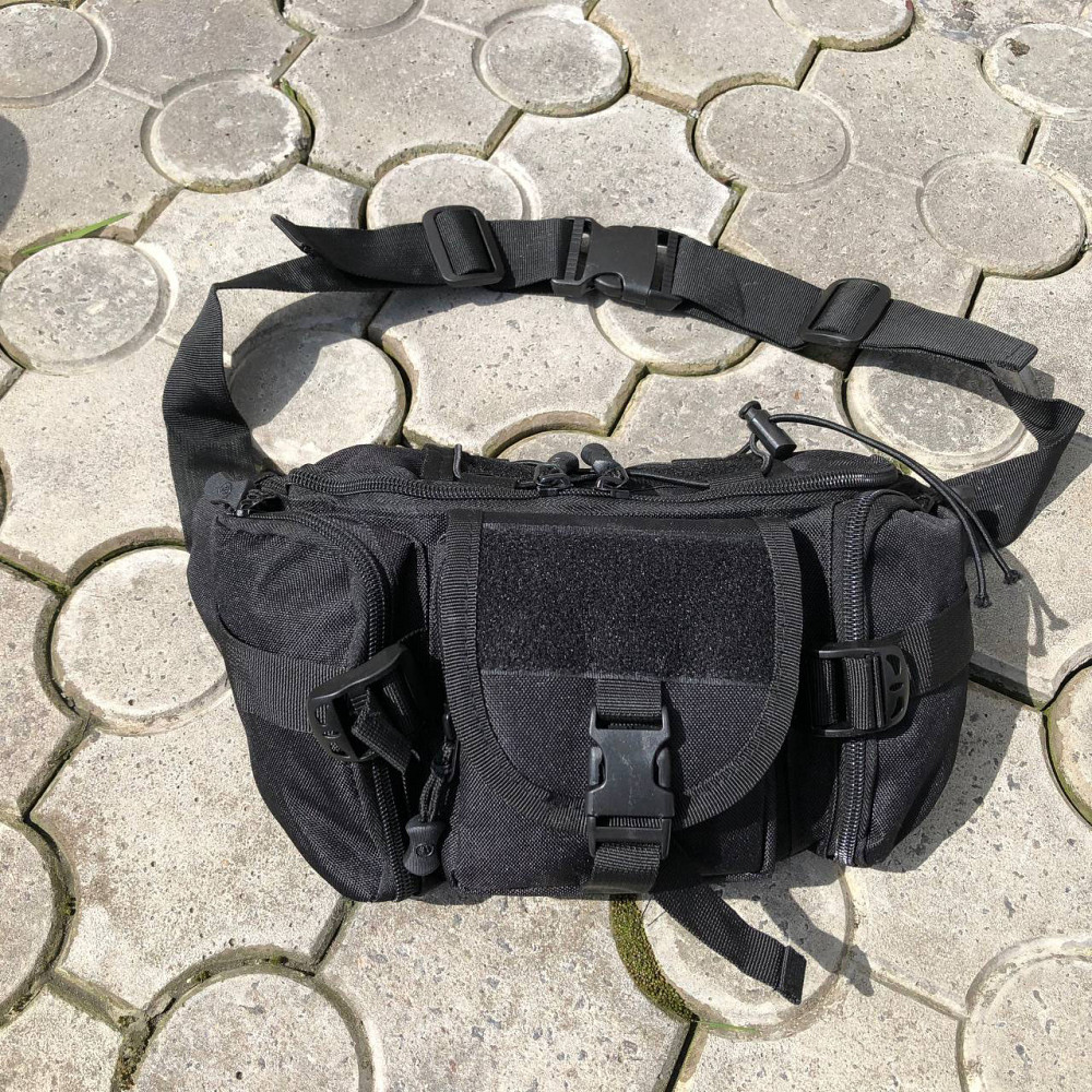 Чорна сумка чоловіча тактична нагрудна, Нагрудна чоловіча сумка тактична чорна ЗСУ EZ-28 Львів - фото 13