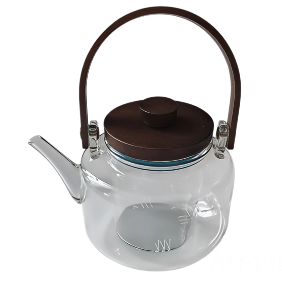 Yiwu Заварник скляний для чаю 0.8 л Заварний чайник для заварювання з дерев'яною ручкою прозори Коломыя