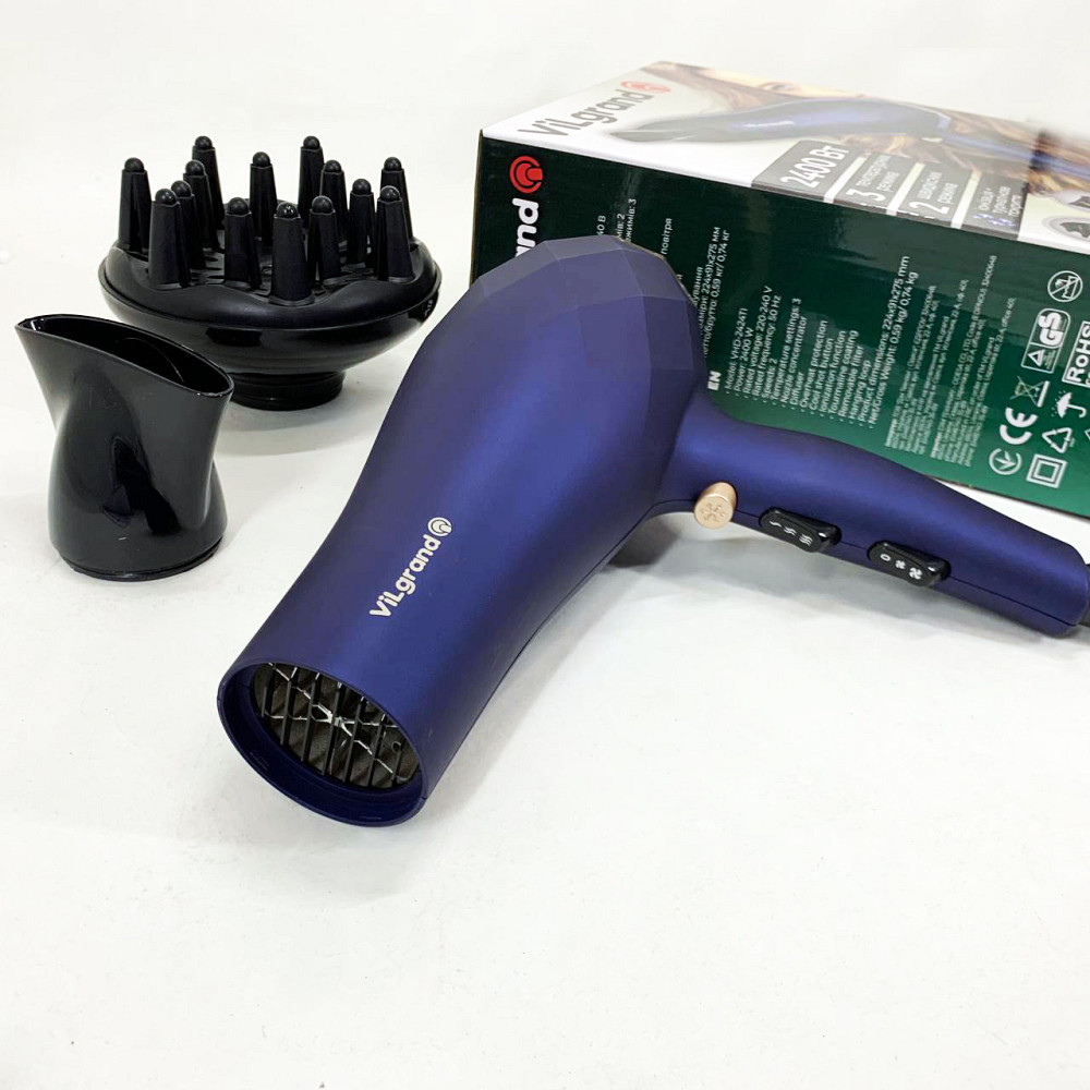 Фен для легкої укладки волосся VILGRAND VHD 2424TI 2400 Вт, Функціональний професійний фен YZ-28 Івано-Франківськ - фото 10