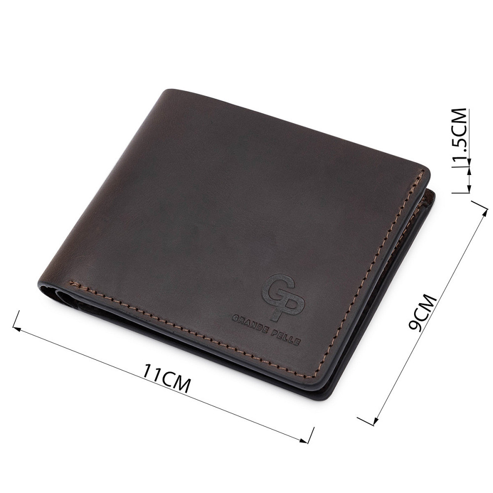 Шкіряне чоловіче вінтажне портмоне GRANDE PELLE 11553 Коричневий Київ - фото 3