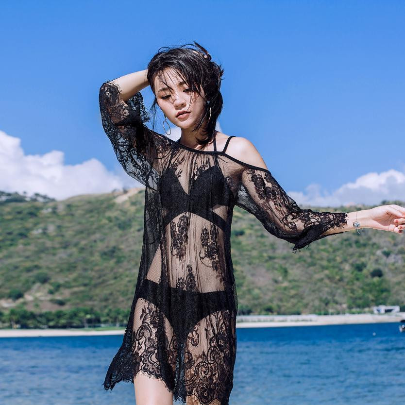 Туника пляжная прозрачная кружевная женская черный Киев - изображение 9