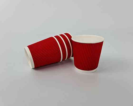 Паперові одноразові склянки гофровані 110 мл КРАСНИЙ Харків (25 шт.) Харків