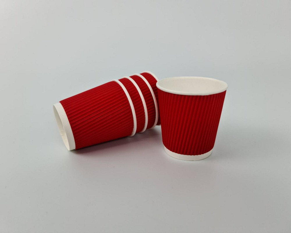 Паперові одноразові склянки гофровані 110 мл КРАСНИЙ Харків (25 шт.) Харків - фото 3