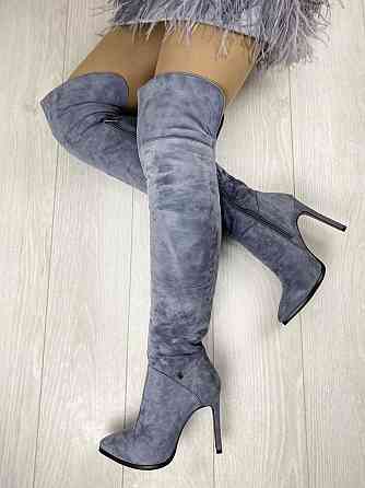 Nivelle Ботфорти жіночі NIVELLE сірі замша натуральна висота 50см каблук 10.5см обхват гомілки Коломыя