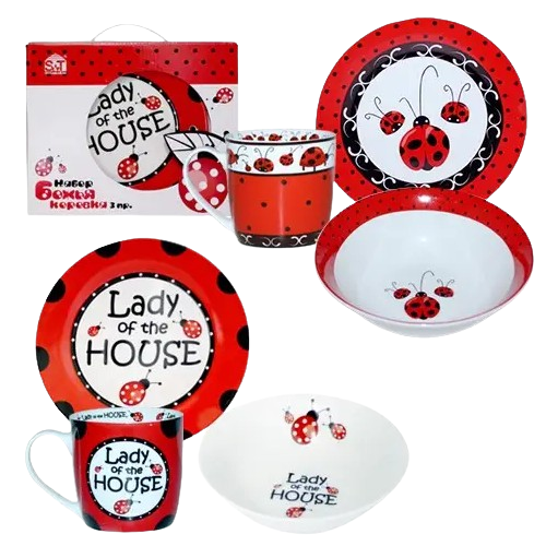 Набір дитячого посуду Божа корівка 3 пр.:(тарілка d19см/миска 380мл/чашка 250мл) 5143 S&T Житомир - изображение 1