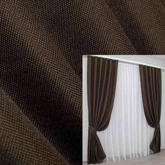 Комплект готових штор VR-Textil Льон-блекаут № 1180ш Венге 140х270см 2 шт (39-173) Київ