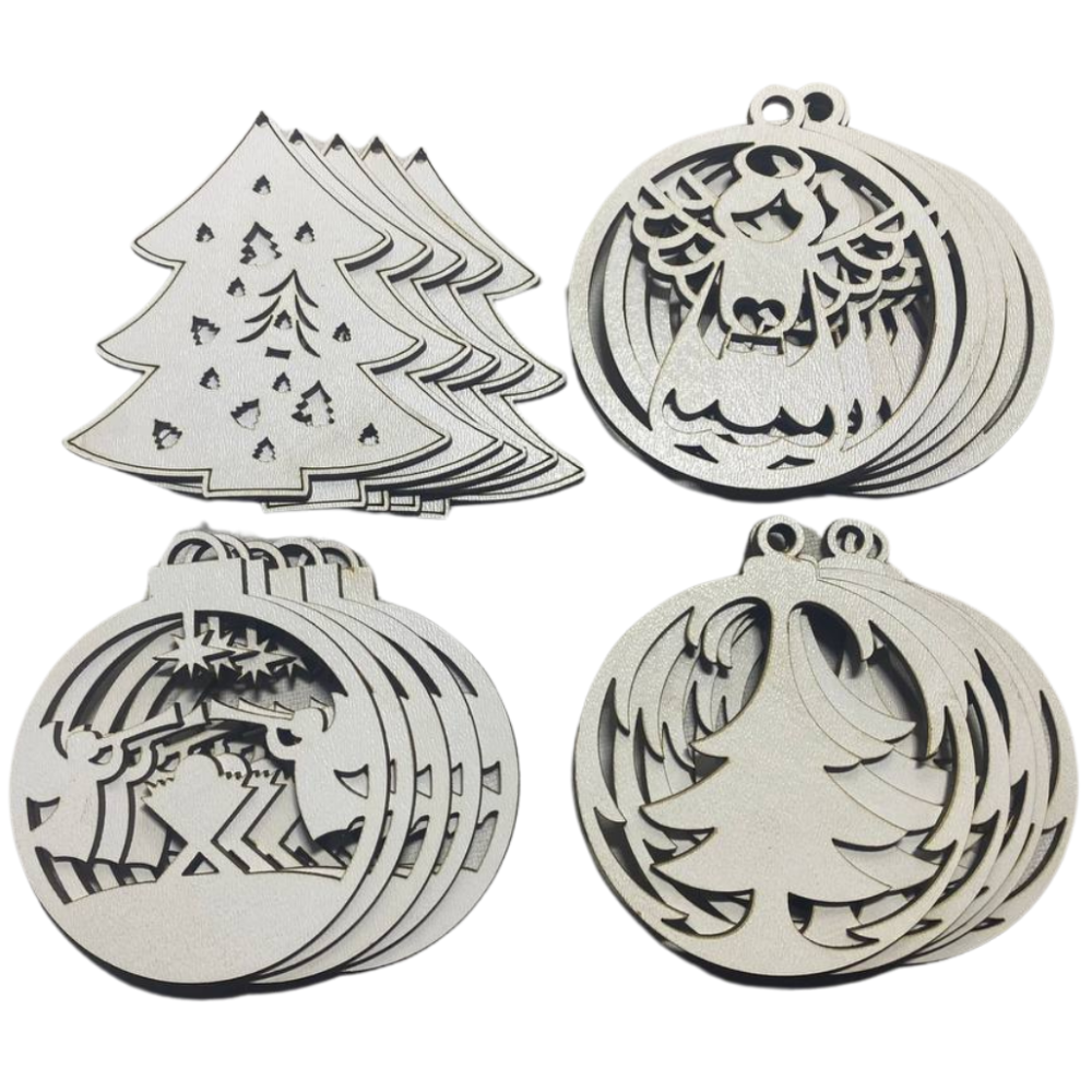 Набір дерев'яних іграшок на ялинку «Happy New Year» в коробці 20 шт, 4 види, розмір 18х18х4,5 см Кам'янець-Подільський - фото 5