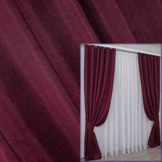 Комплект готових штор VR-Textil Жакард Ібіца № 881ш Бордовий 140х270 см 2 шт (39-883) Київ