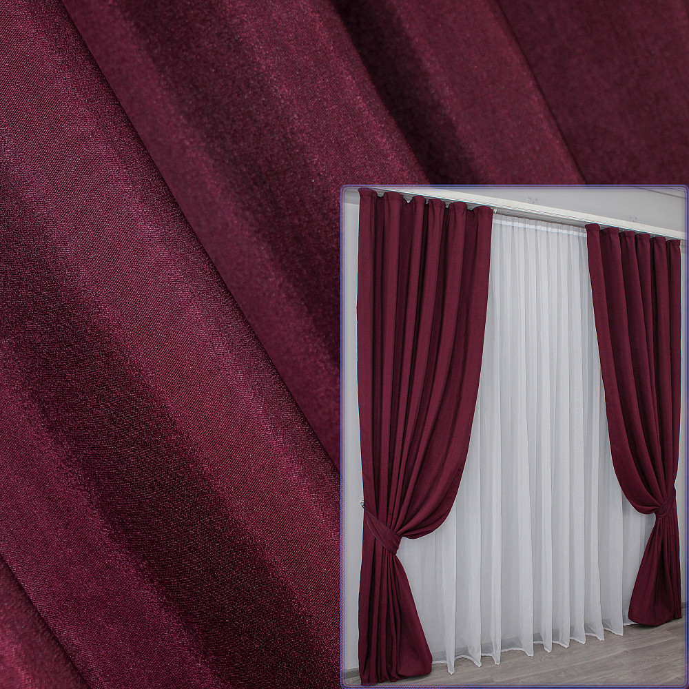 Комплект готових штор VR-Textil Жакард Ібіца № 881ш Бордовий 140х270 см 2 шт (39-883) Київ - фото 1