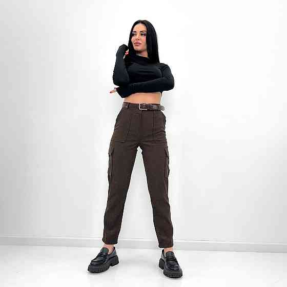 Жіночі вельветові брюки карго "Urban" оптом | Батал Шоколадний, 50 Київ
