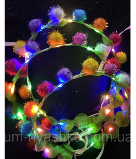 Віночок з підсвіткою кольоровий для образу ялинки обідок Ялинка Кривий Ріг - фото 1