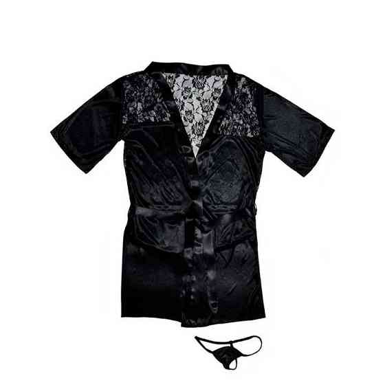 Сексуальный халат с кружевом - Черный - XS/S/M – Эротическое бельё Винница