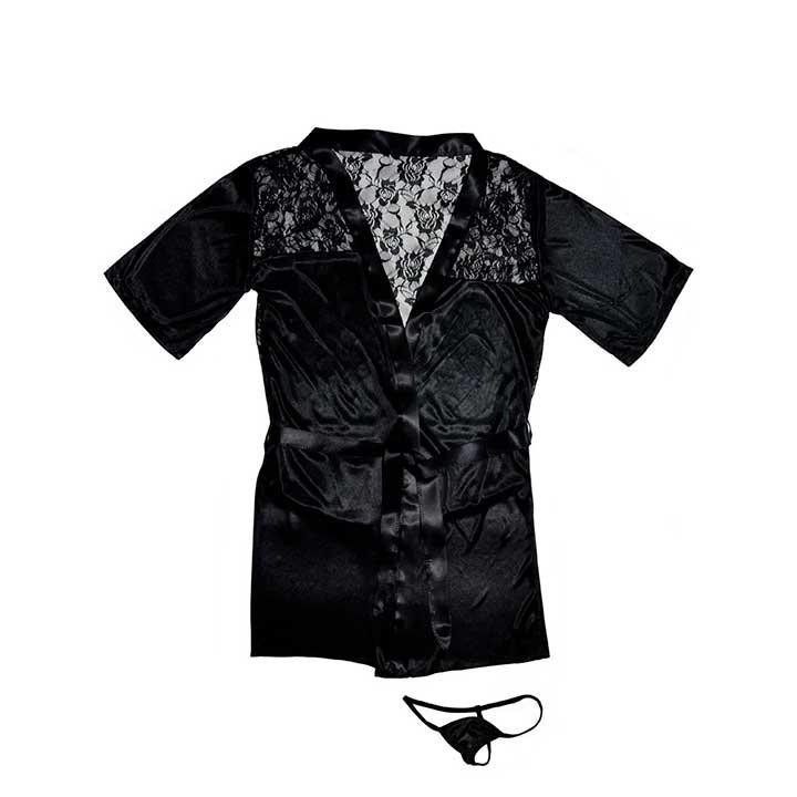 Сексуальный халат с кружевом - Черный - XS/S/M – Эротическое бельё Винница - изображение 6